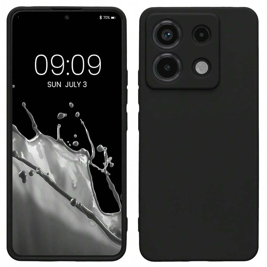 Kompatibel dengan Redmi Note 13 5G / Note 13 Pro 5G / Poco X6 / Note 13 Pro+ Plus, Casing Ponsel dengan Perlindungan Kamera, Tipis, Tahan Guncangan, Fleksibel, Warna Hitam Matte, Lembut, Pelindung Silikon. - Hitam - View 1