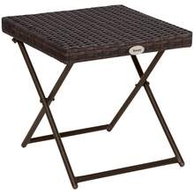 Outsunny Folding Rattan Garden Coffee Table, Small Square Outdoor Bistro Side Table With Rattan Top For Patio, Balcony, Porch, 40 X 40 X 40 Cm, Brown - T0001-01-4101 - View 1
