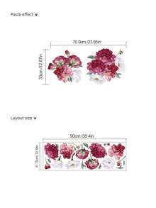 1pc Pink & White DIY Peony Flower Wall Decal, Removable Room Decor Sticker For Bedroom, Living Room, Entryway - 1PC - View 6