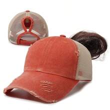 1 pieza Gorra de béisbol de unicolor con efecto desgastado y rasgado, adecuada para uso diario - A - Ver 15