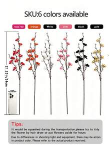 10pcs/5/3/2/1pc (白色、黃色) 梅花人造花，白色梅花假冬茉莉長莖塑料花，適用於家居、酒店、辦公室、婚禮、派對、花園、房間裝飾、牆面裝飾、浴室裝飾、臥室裝飾、情人節，適合婚禮裝飾、新娘背景道具、婚禮拱門、桌上中心裝飾、花束填充，也適用於聖誕節、萬聖節、感恩節、開學季、情人節、教師節、母親節 - 彩色 - 查看 12