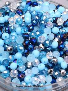 200 piezas de cuentas de vidrio de doble cono de 4 mm de colores surtidos aleatorios para hacer joyas y accesorios de collares - Multicolor - Ver 4