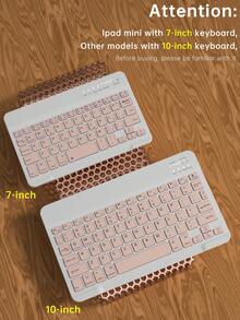 Funda con teclado inalámbrico Bluetooth compatible con iPad, unicolor rosa, con función de suspensión/activación automática, teclado desmontable, batería de 150mAh, soporte delgado y ligero con portalápices, regalo profesional de oficina para cumpleaños - Rosa - Ver 10