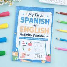 English Spanish Bilingual Children's Enlightenment Practice Book Letters Numbers Words Tracing Coloring Picture Book Back To School Early Education Activity Workbook Teacher Classroom Reward Learning Small Gift - 彩色 - 查看 9