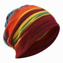 Regenbogen gestreifte grob gestrickte Beanie, weiche warme Strickmütze, vielseitige Kälteschutzmütze für Herbst/Winter - Regenbogen-Hut - Übersicht 5