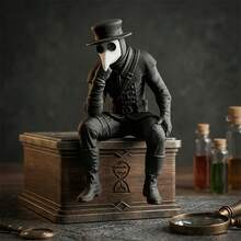 Kontemplative Pestdoktor Dekorationsfigur, Sammlerstatue, dunkler Stil Büro Schreibtisch Dekoration, gotische Vintage Skulptur, mysteriöse Arzt Atmosphäre Dekoration, Nischenstil Ornament, einzigartiges Geschenk für personalisierten Raum, kreative Dekoration für Figurenliebhaber, verbessert Büro und Schreibtisch mysteriöser Stil - A - Übersicht 2