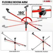 5 Core Mic Stand 2Pcs Floor Height Adjustable Tripod Microphone Stands W Telescoping Boom Arm - Red - View 3