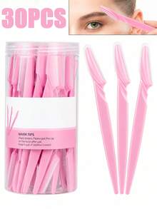 60/30/24/12/6pcs Eyebrow Trimmer And Razor, Exfoliating Beauty Tool, Body Hair Removal Trimmer And Facial Set, With Long Handle Blade And Precision Protective Cover, Women's Eyebrow Trimming Tool, Suitable For Daily Or Travel Use, Affordable - Pink - View 15