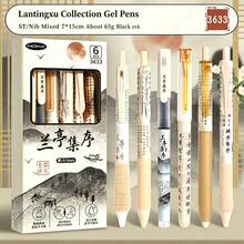 5支可伸縮凝膠筆，淺藍色靜音無噪音按壓筆，0.5mm細筆尖快乾黑色墨水順滑書寫筆，適用於考試、學校、辦公文具套裝 - 米色 - 查看 8