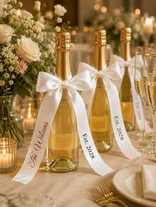 Customized Ribbon, Combination Bows, Customized Bridal Party, Gifts, Wedding Bridesmaid Commemorative Ribbon, Suitable For Weddings, Funerals, Birthdays (Champagne) Customized Ribbon Wedding Satin Ribbon, Baby Shower Decoration, Photo Frames, Party Invitations Or Decorative Ribbon - Exclusive Customized Ribbon - Multicolor - View 5