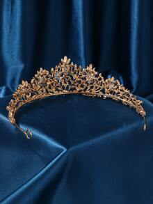 Bridal Crystal Rhinestone Tiara Headband - High-Quality Full Rhinestone Wedding Headpiece, Elegant Bridal Hair Accessory - Gold - View 2