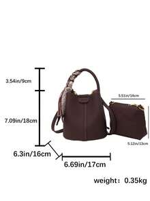 Bolso de cubo para mujer, versátil y elegante de unicolor y a rayas rojo vino con pañuelo, adecuado para compras y viajes, incluye una pequeña bolsa - Burdeos - Ver 9