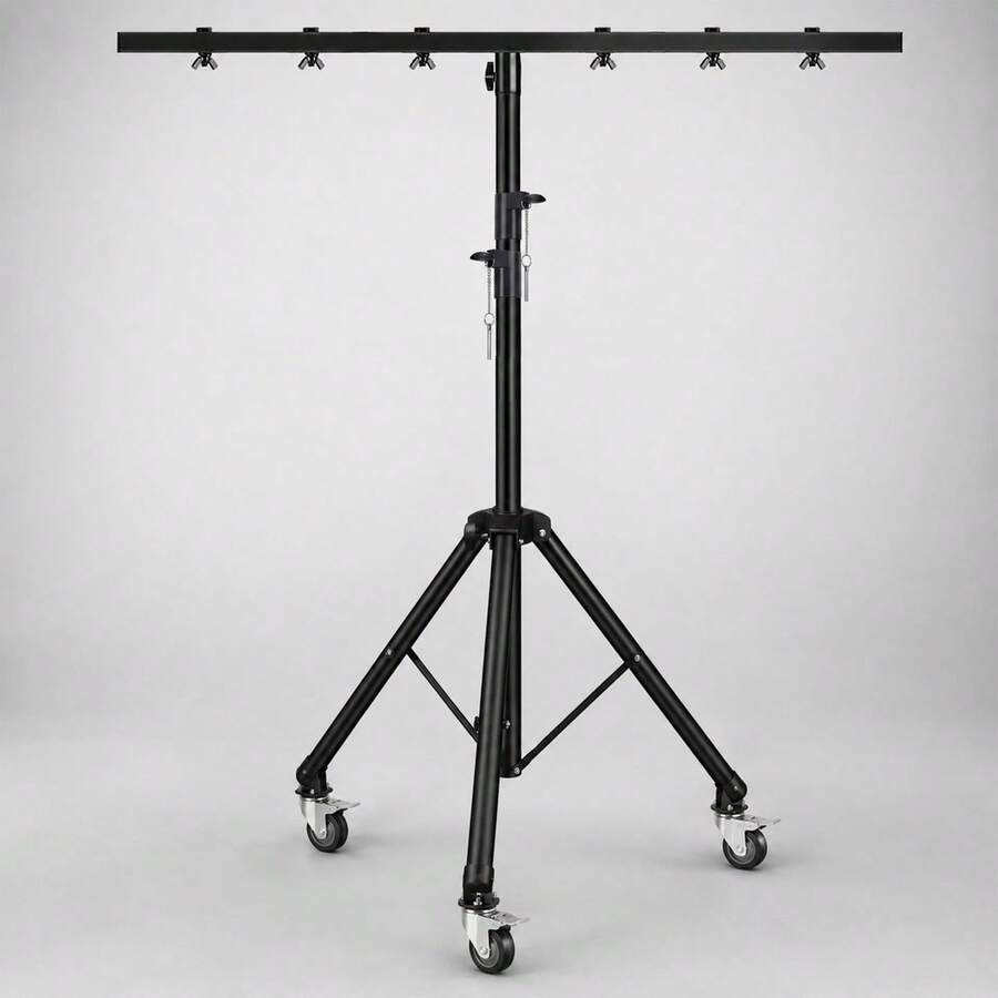 5 Core DJ Light Stand Tripod W Wheels 79" Crossbar 6 Light Points Adjustable 169.5" Stage Lighting Stand - Black - View 1