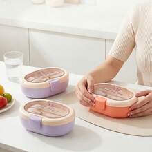 Bento Box Adult, Plastic Lunch Containers, Meal Prep Containers With Dividers, Snack Containers With Lids, Travel Food Containers, Microwavable Divided Food Storage, Leak-Proof Bento Snack Box, Clear Lid And Built-In Utensils, For School Office - Multicolor - View 10