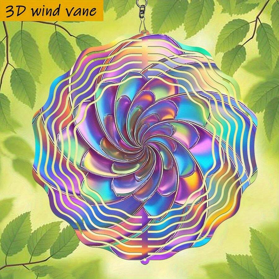 1 buah Kincir Angin Kreatif DIY Pola Pusaran Warna-warni Seperti Kelopak Bunga yang Mekar, 10 inci/360° Cocok untuk Natal, Halloween, dan Acara Hadiah Liburan Lainnya (Liontin Tidak Termasuk), Gaya Acak