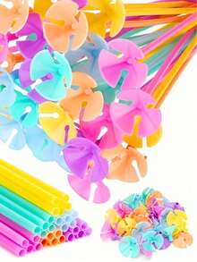 50pcs Macaron Color Balloon Holders - Minimalist Style Balloon Stands, Suitable For Christmas, Baby Shower, Wedding, Birthday Party And More Occasions; Macaron Color Balloon Support Rods, Handheld Design, Also Suitable For DIY Balloon Bouquets - Multicolor - View 9