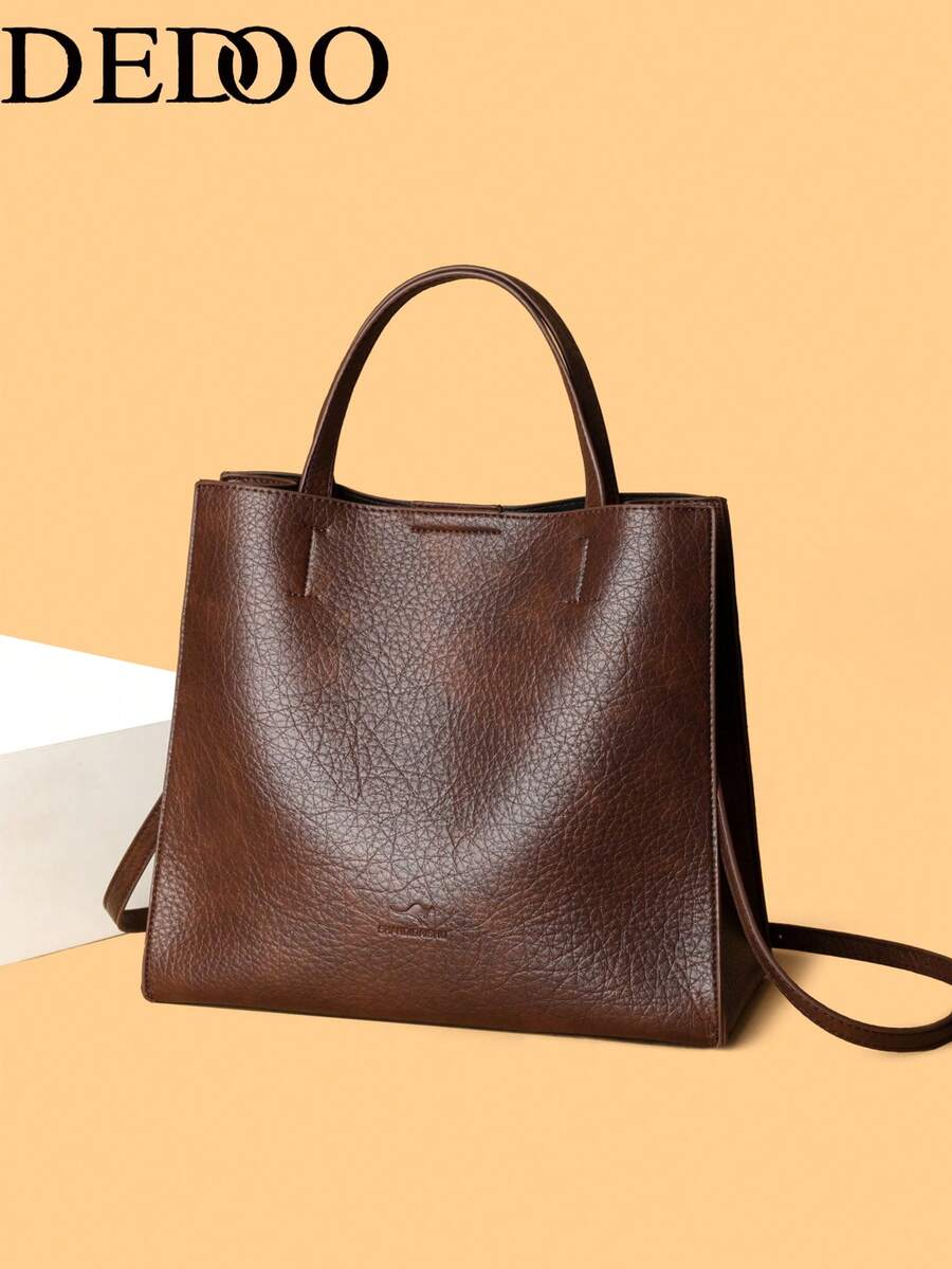 Women's Tote Bag, Solid Color, Soft Textured PU Leather, Large Capacity, Multi-Layer Storage, Campus Backpack, Suitable For University Campus