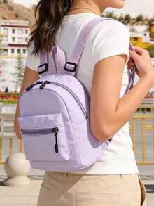 Mini Mochila para Mujeres, Mochila de Viaje Ligera y de Moda de Estilo Japonés para Exteriores - Morado - Ver 7