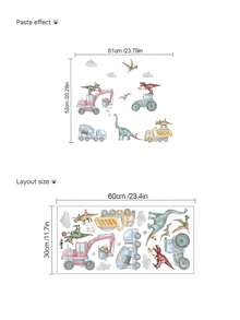 1pc,Cartoon Animal Decorative Wall Sticker,Hot Air Balloon Bear,Dinosaur Excavator,Colorful Cartoon Animal Wall Sticker,Baseboard Sticker,PVC Self-Adhesive Removable,Suitable For Bedroom,Living Room,Study,Dining Room,Bathroom,Home Wall Decoration,Room Decoration,Etc. - Multicolor - View 10