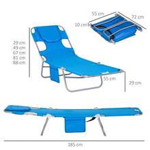 Foldable Sun Lounger With Reading Hole - Blue - T0001-01-9351 - View 9