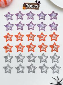 Women's Hollow Glitter Star Halloween Hair Clip Set, Y2K, Orange Purple Silver Shiny Five-Pointed Star BB Side Hair Clips, Women Girls Gothic Halloween "Trick Or Treat" Party Cosplay Daily Hairstyle Accessories, Women's Halloween Hair Accessories, Halloween Accessories, Halloween Costume, Back To School Essentials - Multicolor - View 8