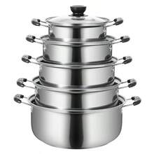 5PCS Induction Non Stick Stainless Steel Healthy Cookware Cooking Pot Stockpot - View 1