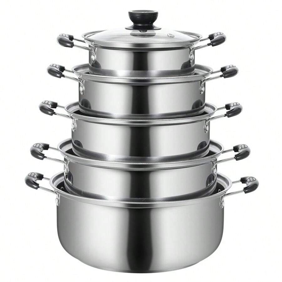 5PCS Induction Non Stick Stainless Steel Healthy Cookware Cooking Pot Stockpot - View 1