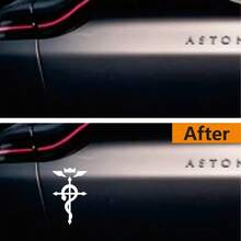1pc "Fullmetal Alchemist: Flamel" Logo Fun Car Sticker, Vinyl Waterproof & Sun-Resistant, Suitable For Car Body, Rear Window, Trunk, Motorcycle, Electric Scooter, Truck, Scratch Cover Decorative Sticker - Flamel - View 5