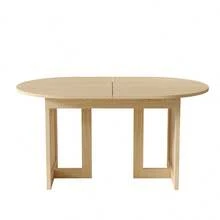 Extendable Dining Table 120/160 * 80, Suitable For 6-8 People, Dining Table With Rounded Corners, Thickened Tabletop, Simple Style Extendable Dining Table, Rattan Table Legs, Oak Color. - Oak + MDF - View 11