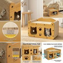 Cardboard Cat Scratcher House 2-In-1 With Interactive Ball, Durable Cat Lounge Rest Bed, Grinding Toy For Kittens & Adult Cats, Indoor Multi-Functional Cat Furniture - 56 X 30 X 30 cm - View 3