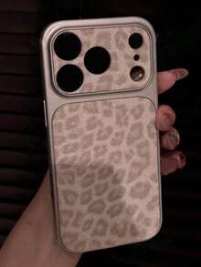Pelindung Lensa Kamera Motif Leopard Mewah untuk iPhone 17 Pro Max, 16, 15, 14 Pro Max, dan 13. Casing Ponsel Modis, Kreatif, dan Personalisasi. - Light Grey - View 4