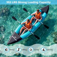 10.5 FT Inflatable Kayak 2 Person With Aluminum Paddles Fin Seats And Foot Pump - Default Title - View 3