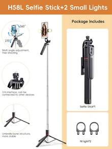3-In-1 Selfie Stick Tripod With Fill Light, Durable Stainless Steel Design, Bluetooth Remote, Stable Tripod Support, Compatible With IOS And Android Phones, Suitable For Live Streaming, Video Shooting, Summer Vacation, Travel, Fill Light, Outdoor Activities, Live Vlogging And More - Multicolor - View 12