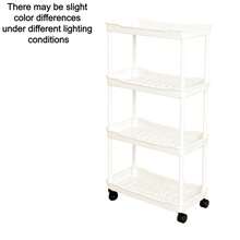 Organizador de almacenamiento, estantería de almacenamiento multifuncional con ruedas, cesta de almacenamiento de plástico con ratán tejido y asa superior, adecuado para oficina, cocina, baño, dormitorio, estantería de almacenamiento con ruedas y estantería de almacenamiento vertical, estantería de almacenamiento de pie - Multicolor - Ver 12