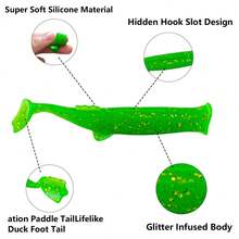Floating T Tail Soft Fishing Lures Silicone Swimbaits With Glitter Sequins Artificial Bait Slow Sinking Worm Lure For Freshwater Saltwater Bass Perch Trout Fishing Tackle Box Packaging - Multicolor - View 5