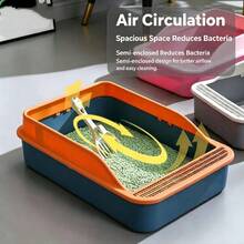 52*36*16cm High Splash-Proof Open Cat Litter Box, Household Plastic Cat Toilet, Random Color Shipment - A Shovel - View 5