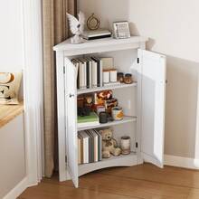 Gray Corner Bathroom Cabinet - 2-Door Freestanding Triangular Cabinet With 3 Shelves, High-Quality MDF Board With Painted Finish, Space-Saving For Bathroom, Kitchen, Living Room (61.5 X 80) - White + MDF + MDF - View 6