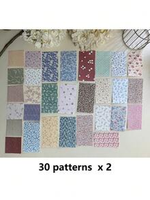 1 包 60 张复古碎花剪贴簿纸，DIY 工艺装饰材料，便笺，学校用品，返校 - 彩色 - 查看 13