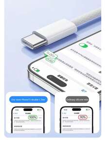 2026 High Quality New 3ft 30W Type C To Type C Fast Charging Cable For IPhone 17 16 15 Cable Data 1m Braided Smart Mobile Phone Charging Cable Data Cables 5A Type-C To Type-C - Black - View 5