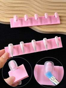 10pcs Japanese Minimalist Style Nail Art Display Stand, Detachable Fake Nail Practice Holder, Non-Magnetic, Connectable Or Single Use Nail Holder - Multicolor - View 5