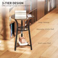 Small Round Side Table With 3 Storage Shelves - Rustic Brown - T0001-01-3567 - View 9