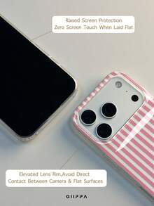 GIIPPA 1件粉色條紋圖案設計手機殼，適用於Phone 17 Pro Max，兼容Phone 16 Pro Max、15 Pro Max、14 Pro Max，韓式高端時尚趣味手機殼，兼容11/12/13/14/15/16 Pro Max Plus，優雅設計適合男女使用，送給女友的完美禮物，適用於聖誕節、情人節、復活節、婚禮季和生日！ - 彩色 - 查看 6