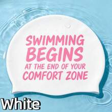 1PC Long Hair Swim Cap Silicone Swimming Cap-"SWIMMING BEGINS OF YOUR AT THE END COMFORT ZONE" Ponytail Friendly Waterproof Soft Elastic Anti Slip Pool Hat For Women Men Adults - Multicolor - View 15