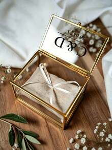 Personalized Wedding Ring Box, Includes Couple's Names, Wedding Date And Latitude/Longitude Coordinates. Suitable For Wedding, Engagement Or Proposal, Perfect Prop For Wedding Photos And Ideal Gift, Anniversary Gift - Multicolor - View 8