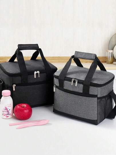 1 túi đựng cơm trưa cách nhiệt dung tích lớn, hộp giữ lạnh di động tái sử dụng ngoài trời, thiết kế nhiều ngăn với dây đeo vai điều chỉnh được, lớp lót giấy bạc dày, cầm tay/đeo chéo/đeo vai, phù hợp cho trường học, văn phòng, cắm trại, dã ngoại, người đi làm và nhà ăn, dùng làm túi lưu trữ trong lớp học, túi đựng cơm trưa cách nhiệt đa năng, đồ dùng thiết yếu tựu trường