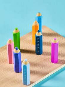 8pcs Creative Hexagon Rainbow Pencil Shaped Erasers, Soft And Easy To Erase, High Quality Pencil Erasers - Multiple Styles - View 2