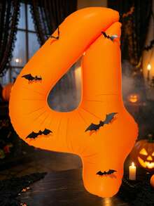 40 Inch Orange Halloween Number Foil Balloons 0-9, With Bat Stickers, Giant Helium Number Balloons, Suitable For Spooky Birthday Party Halloween Photo Booth Decoration - Fluorescent - View 20