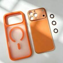 Orange Color Change Phone Case Set (Soft Back Sticker + Lens Film + Matte Texture Phone Case), Compatible With IPhone 13Pro/14Pro/15Pro/16 Pro Max, Helps Upgrade Phone To 17 Pro/17Pro Max Appearance, Full Protection, Matte Cool Texture, Phone Lens Film - Orange - View 1