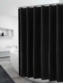 1件裝黑色純色防水浴簾(PEVA塑膠材質),塑膠浴室隔簾,多種尺寸可選,浴室配件,防水防潮,適用於浴室,浴簾,純色窗簾 - 黑色 - 查看 10