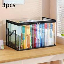 3pcs Heavy Duty Transparent Storage Boxes With Flip Lid - Large Rectangular Storage Bins, Stackable Design To Save Space, Suitable For Books, Clothes, Office, Home, Travel - Durable Plastic Storage Containers For Home Organization, Storage Boxes - Multicolor - View 8